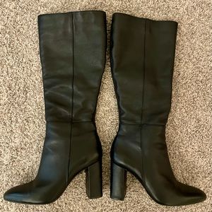 Steve Madden NINNY Black Leather Tall Heeled Boots Size 8